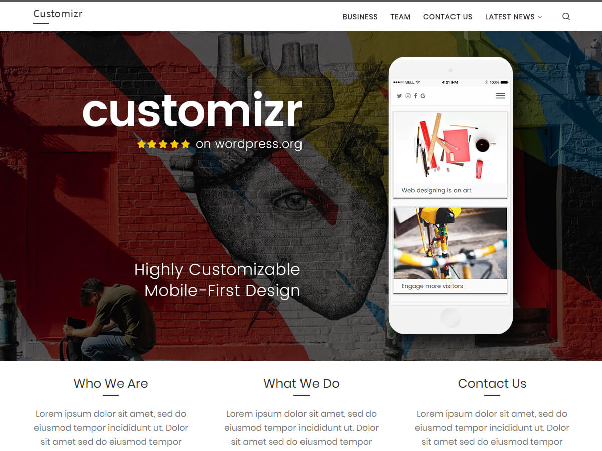 Customizr er et rent, responsivt tema